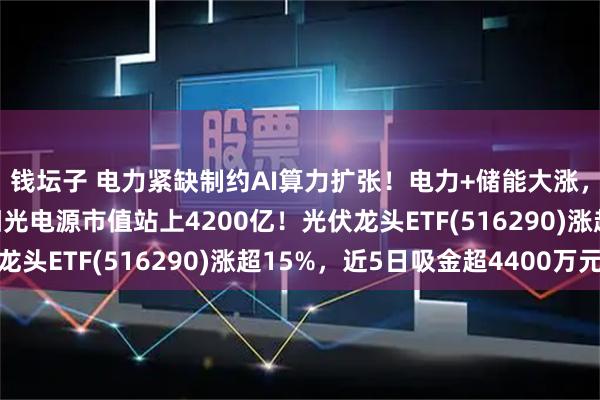 钱坛子 电力紧缺制约AI算力扩张！电力+储能大涨，特变电工涨超5%，阳光电源市值站上4200亿！光伏龙头ETF(516290)涨超15%，近5日吸金超4400万元